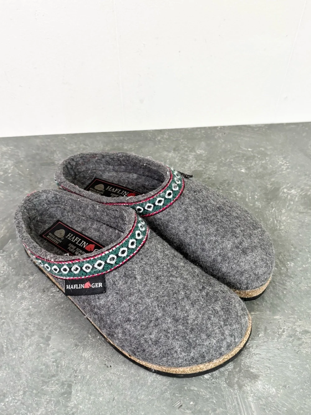 Haflinger Grizzly wool clogs felted upper and a cork-latex footbed slip 12